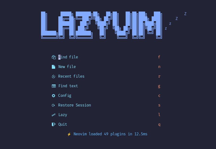 LazyVim main Screen